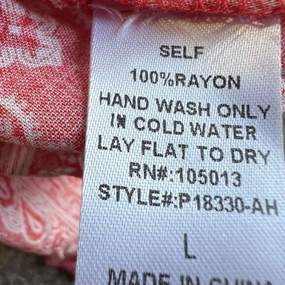 ANGEL HEART Boutique Womens Embroidered Tunic Blouse Top Size L Red V-neck New - Picture 5 of 7